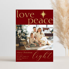 Gouden en rode platte foto kerstkaart