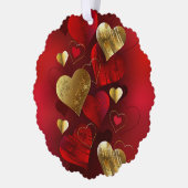 Gouden en rode valentijnen ornament kaart (Links)