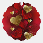 Gouden en rode valentijnen ornament kaart (Achterkant)