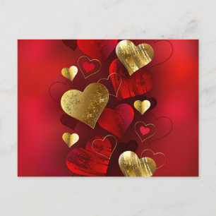Gouden en rode valentijnskaarten feestdagenkaart