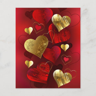 Gouden en rode valentijnskaarten flyer