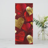 Gouden en rode valentijnskaarten menu (Staand voorkant)