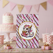 Gouden en roze drakenmeisje verjaardag medium cadeauzakje