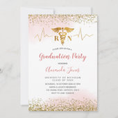 Gouden en roze RN Nurse Graduation Party Kaart (Voorkant)