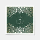 Gouden en smaragdgroene bloementuin bruiloft servet (Voorkant)