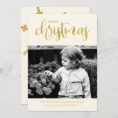 Gouden en Winter Witte Kerstkaarten Feestdagenkaart (Voorkant / Achterkant)