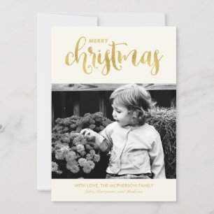 Gouden en Winter Witte Kerstkaarten Feestdagenkaart