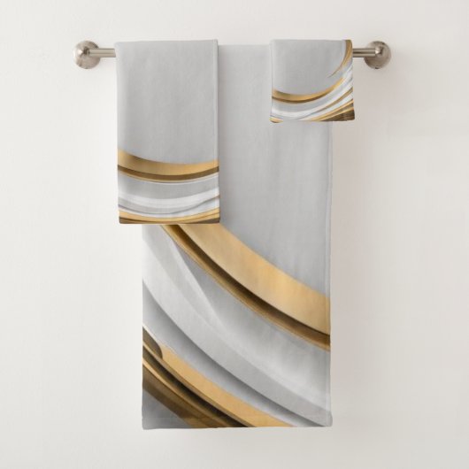 GOUDEN EN WIT MODERN BAD HANDDOEK (Insitu)
