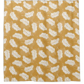 Gouden en witte bladeren Douchegordijn (Voorkant)