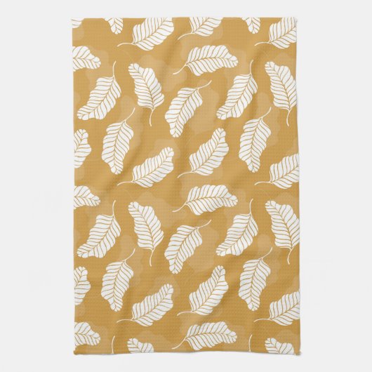 Gouden en witte bladeren theedoek (Verticaal)