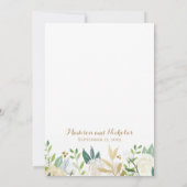 Gouden en Witte Bloem Huwelijksuitnodigingskaart Kaart (Achterkant)