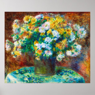 Gouden en Witte Bloemen Boeket Impressionistische Poster