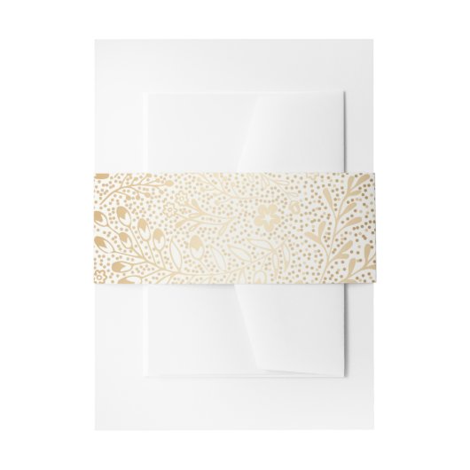 gouden en witte bloemenbruiloft uitnodigingen wikkel (Voorkant Voorbeeld)