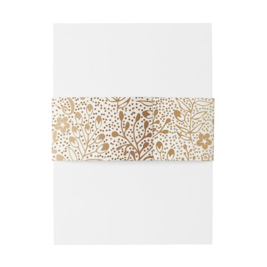 gouden en witte bloemenbruiloft uitnodigingen wikkel (Achterkant Voorbeeld)