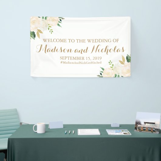 Gouden en witte bruine bruiloft Banner Decoratie (Beurs)