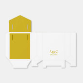 Gouden en Witte Chique Monogram Tent met Lint Bedankdoosjes (Uitgevouwen)
