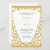  gouden en witte deco-bruiloft kaart (Voorkant / Achterkant)