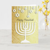 Gouden en Witte Gelukkige Chanoeka Menorah Kaart (Gele Bloem)