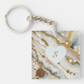 Gouden en Witte Golven Sleutelhanger