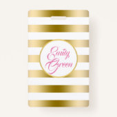 Gouden en witte horizontale strepen badge (Achterkant)