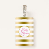 Gouden en witte horizontale strepen badge (Achterkant met clip)