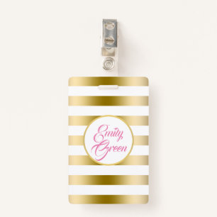 Gouden en witte horizontale strepen badge