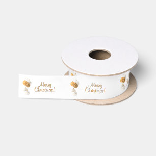 Gouden en Witte Kerstballen Aangepaste Tekst Lint