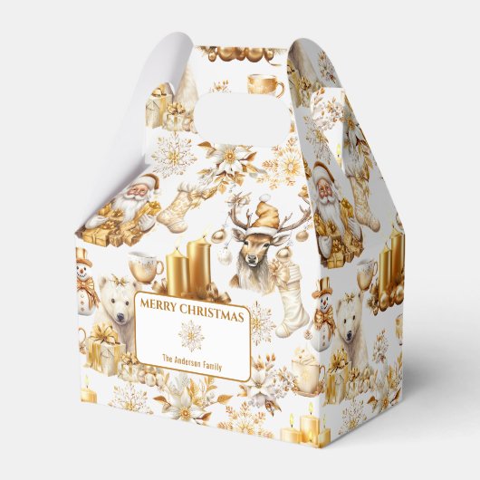 Gouden en witte kerstsymbolen bedankdoosjes (Voorkant Zijde)