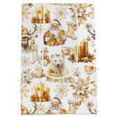 Gouden en witte kerstsymbolen medium cadeauzakje (Achterkant)