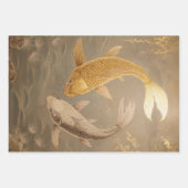 Gouden en Witte Koi Vis Japans inpakpapier (Voorkant)