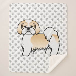 Gouden en witte Lhasa Apso Schattige Cartoon Hond Sherpa Deken
