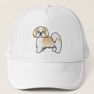 Gouden en witte Lhasa Apso Schattige Cartoon Hond Trucker Pet