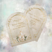 Gouden en Witte Rozen Boog Frame Bruidsdouche Kaart