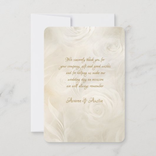 Gouden en Witte Rozen Kaarslicht Bedankkaart (Achterkant)