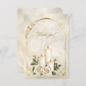 Gouden en Witte Rozen Kaarslicht Bedankkaart