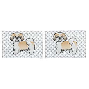 Gouden En Witte Shih Tzu Schattige Cartoon Hond Kussensloop