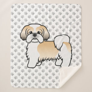 Gouden En Witte Shih Tzu Schattige Cartoon Hond Sherpa Deken