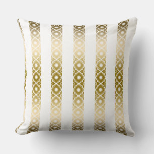Gouden en witte strepen & Quatrefoil geometrische Kussen
