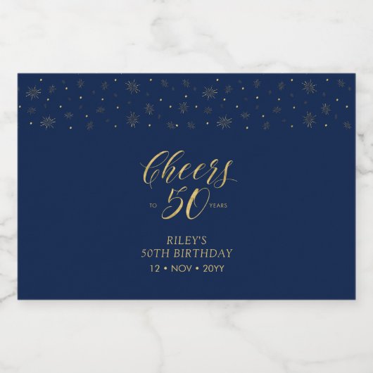 Gouden en zeemachtjes 50 jaar, 50e verjaardag likeurfles etiket (Enkel label)