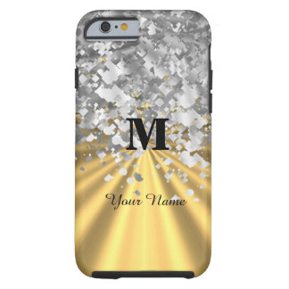 Gouden en zilveren glinsterende monogram tough iPhone 6 hoesje