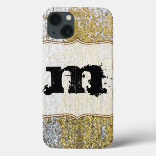 Gouden en Zilveren Grunge Glitter Monogram IPAD Ca iPhone 13 Hoesje