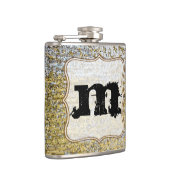 Gouden en Zilveren Grunge Monogram Whiskey Flask Heupfles (Rechts)