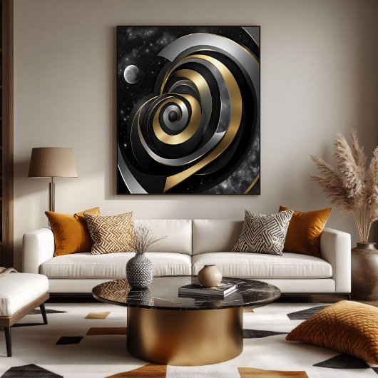 Gouden en Zilveren Kosmische Spiraal Poster
