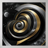 Gouden en Zilveren Kosmische Spiraal Poster (Voorkant)