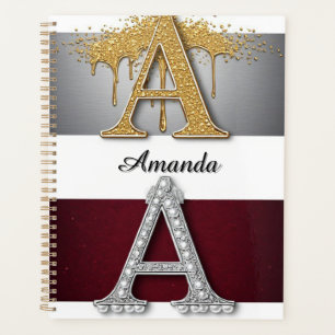 Gouden en zilveren letter A monogram Planner