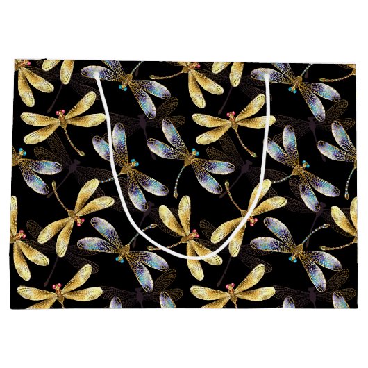 Gouden en zilveren libellen groot cadeauzakje (Achterkant)