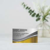 Gouden en Zilveren Metallic Geborsteld Glans Visitekaartje (Staand voorkant)