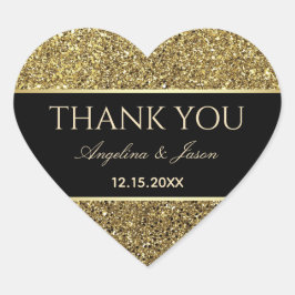 Gouden en zwarte bruiloft Dank u gunst Hart Sticker