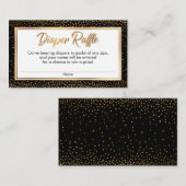 Gouden en Zwarte Confetti Luier Raffle Ticket Kaar Informatiekaartje (Voorkant / Achterkant)