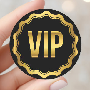 Gouden en Zwarte Golvende VIP-feestpas Ronde Sticker